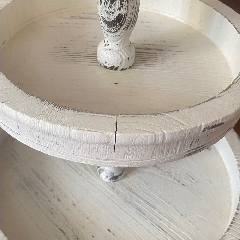 Rustic Two-Tiered White Stand/Tray - Picture 4 of 6